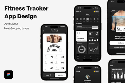 健身追踪器应用APP UI KIT (FIG)