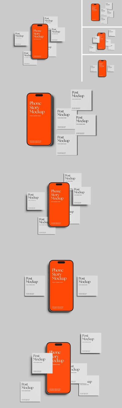 Instagram旋转木品牌模型手机样机 (PSD,PDF)