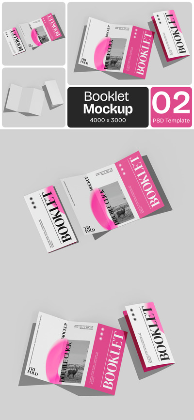 三折页小册子模型样机 (PSD)
