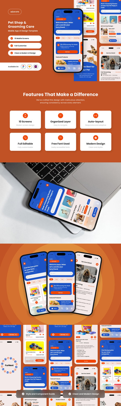 宠物店应用APP UI KIT (FIG,SKETCH,XD)