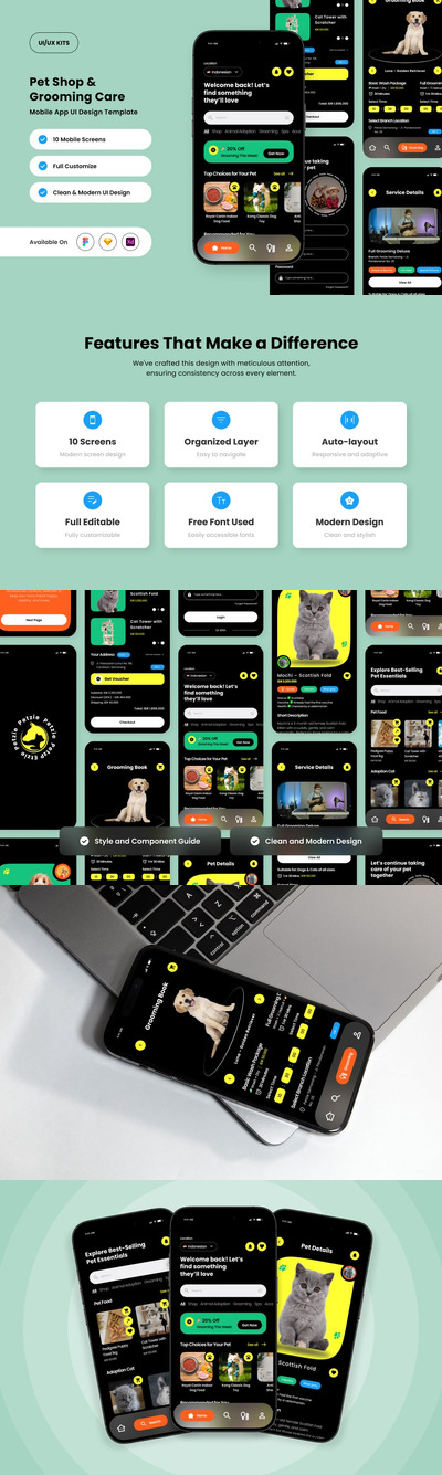 宠物护理应用APP UI KIT (FIG,SKETCH,XD)