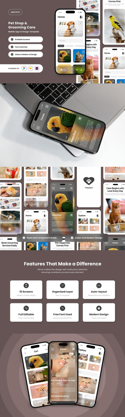 宠物服务应用APP UI KIT (FIG,SKETCH,XD)