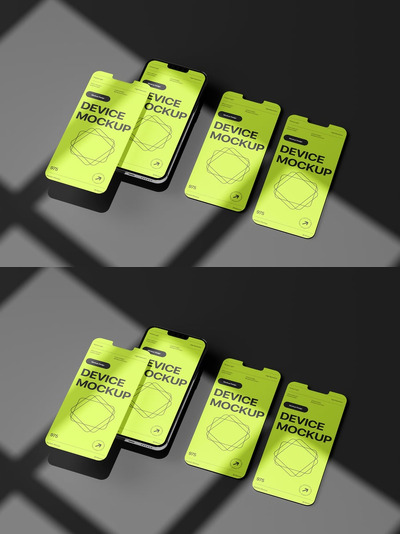 透视移动手机屏幕模型样机 (PSD)