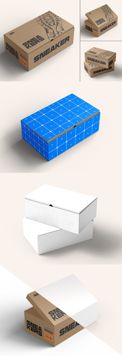 鞋盒品牌模型套件样机 (PSD)