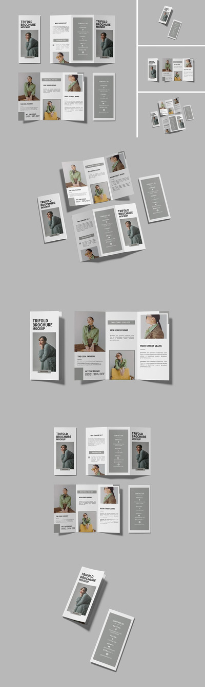 折页画册手册模型样机 (PSD,PDF)