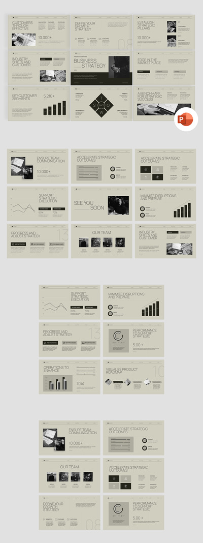 业务策略PPT模板 (PPTX)