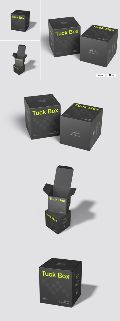折叠纸盒样机模型样机 (PSD)