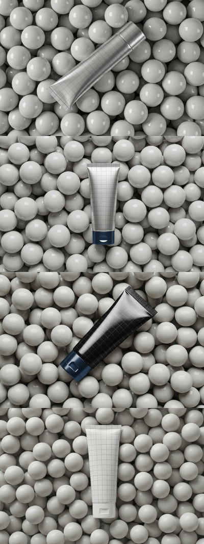 护肤品球背景样机 (PSD)