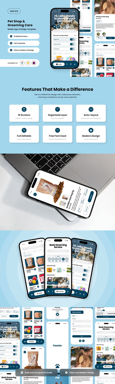 宠物护理应用APP UI KIT (FIG,SKETCH,XD)