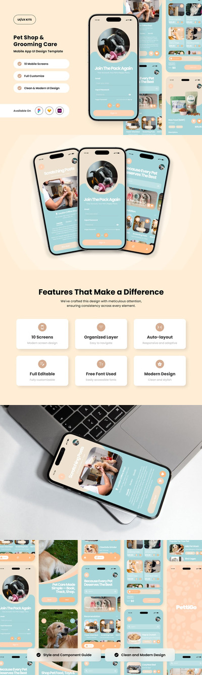 宠物服务应用APP UI KIT (FIG,SKETCH,XD)