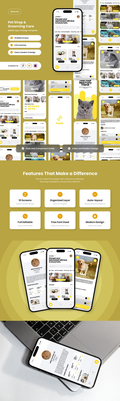 宠物美容应用APP UI KIT (FIG,SKETCH,XD)
