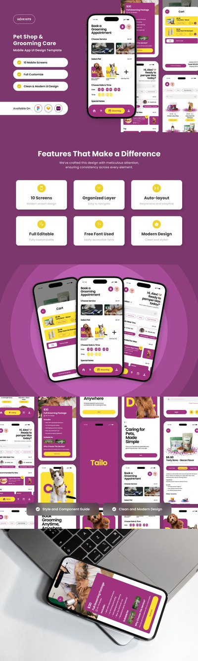 宠物商店移动应用APP UI KIT (FIG,SKETCH,XD)
