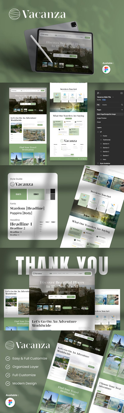 旅行与旅行着陆页Ui模板 (FIG)