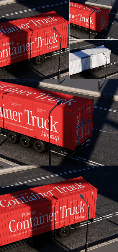 集装箱卡车模型样机 (PSD)