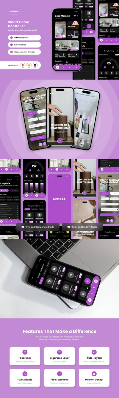 智能家居应用APP UI KIT (FIG,SKETCH,XD)