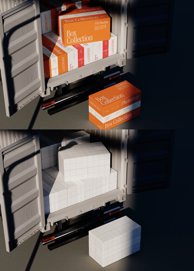 快递盒模型样机 (PSD)