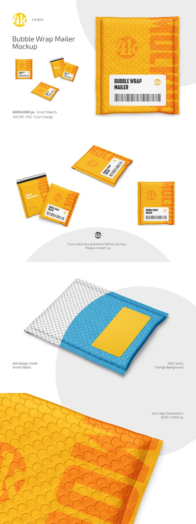 气泡包装邮件模型集样机 (PSD)