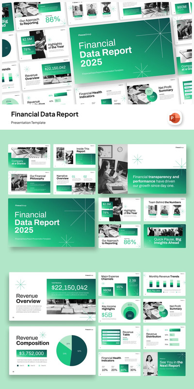 财务数据报告PPT模板 (PPTX)