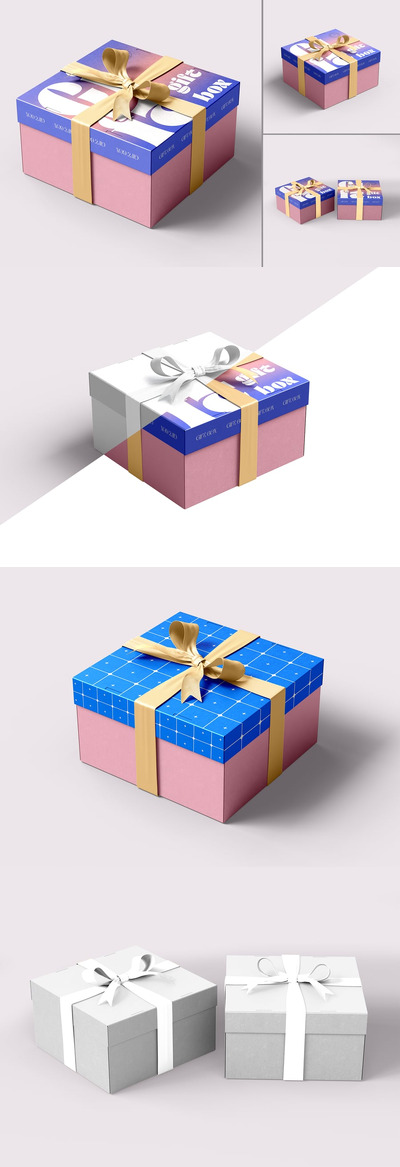礼品盒品牌模型套装样机 (PSD)