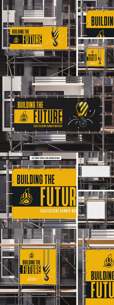 广告脚手架模型样机 (PSD)