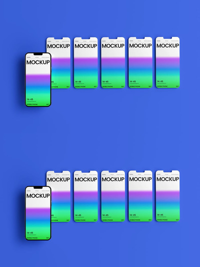 带有前视图的手机模型样机 (PSD)