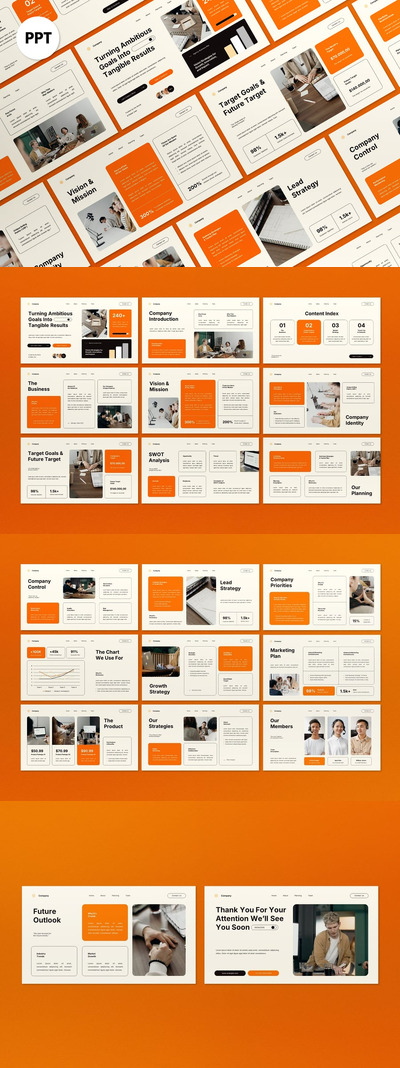 奶油橙色现代商业计划PPT模板 (PPT,PPTX)