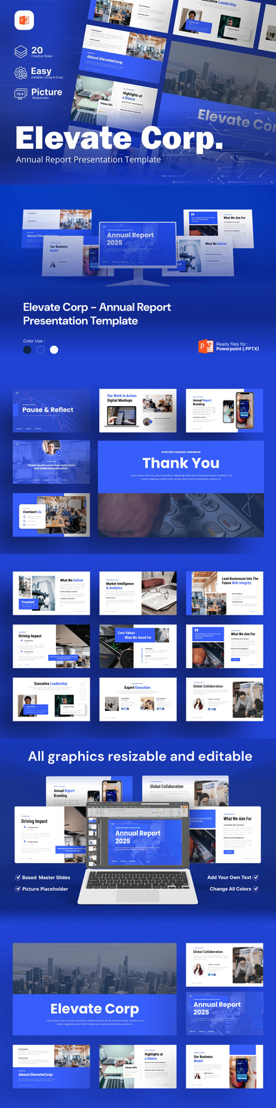公司年度报告PPT模板 (PPTX,PPT)