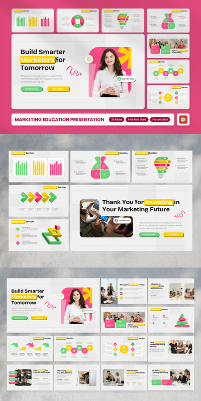 营销教育PPT模板 (PPTX)