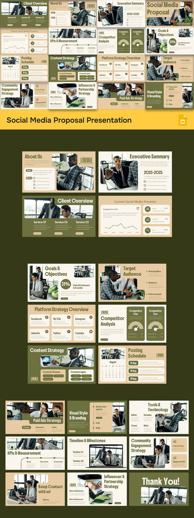 社交媒体运营建议PPT模板 (PPTX)