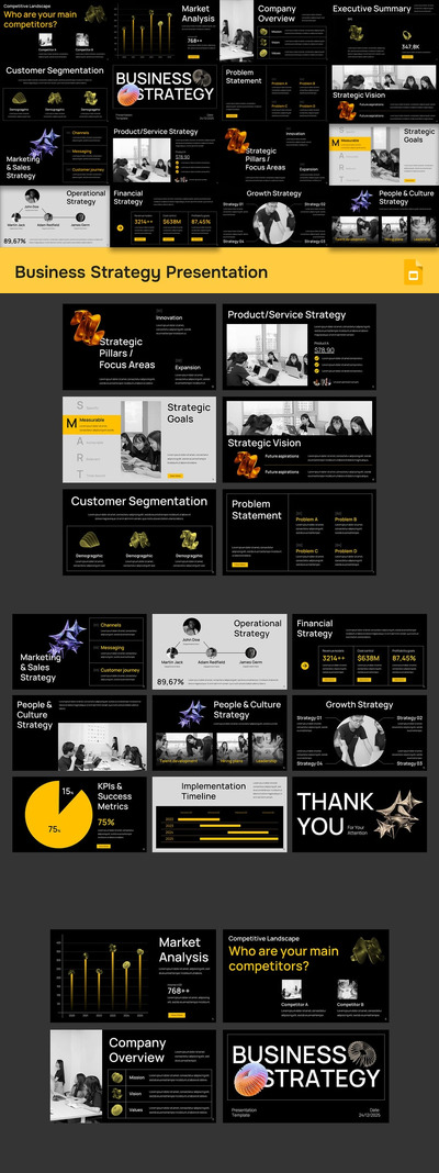 业务策略PPT模板 (PPTX)