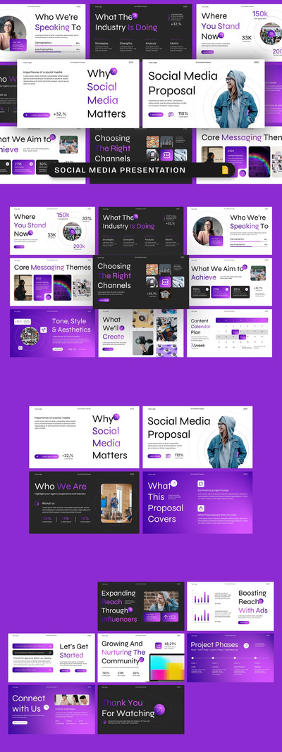 社交媒体运营建议PPT模板 (PPTX)