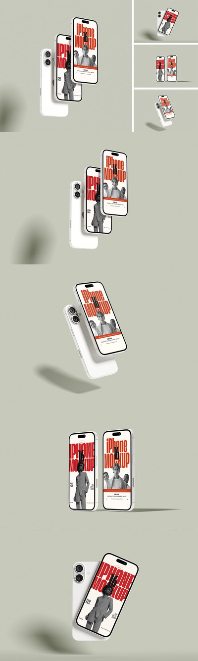 iPhone 16手机模型样机 (PSD,PDF)