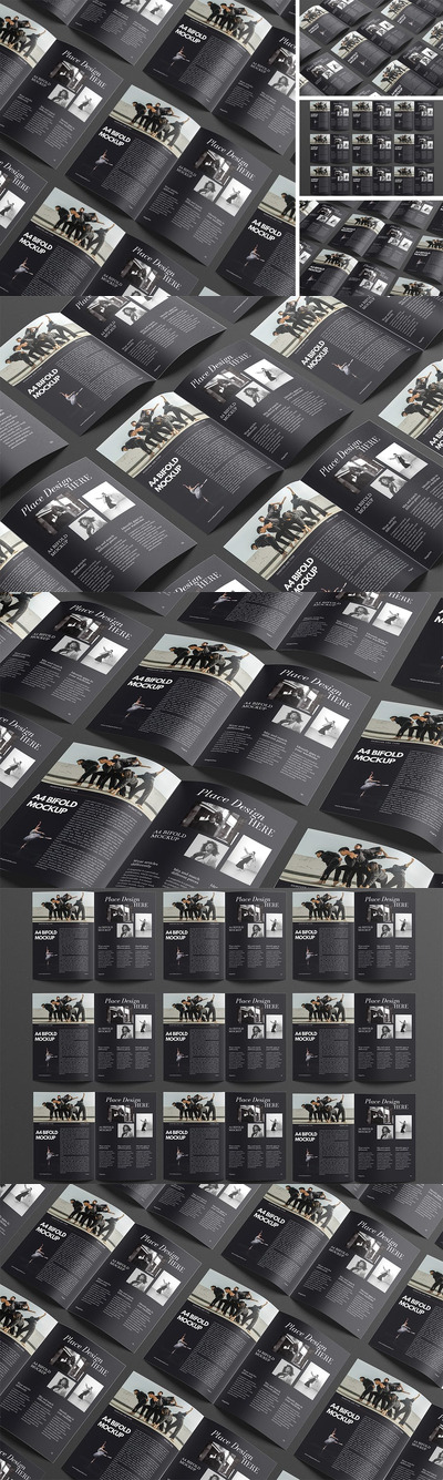 A4双折手册画册模型样机 (PSD,PDF)