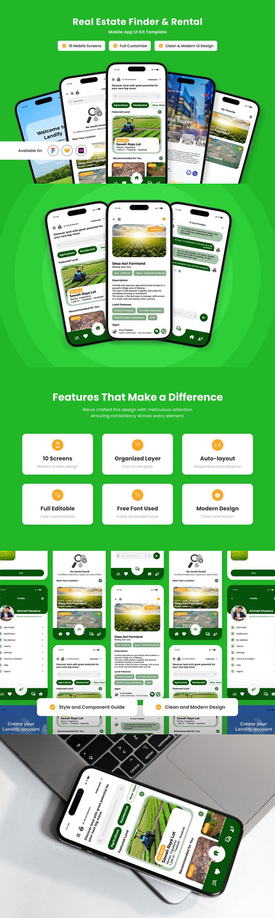 房地产查找器和租赁移动应用APP UI KIT (FIG,SKETCH,XD)