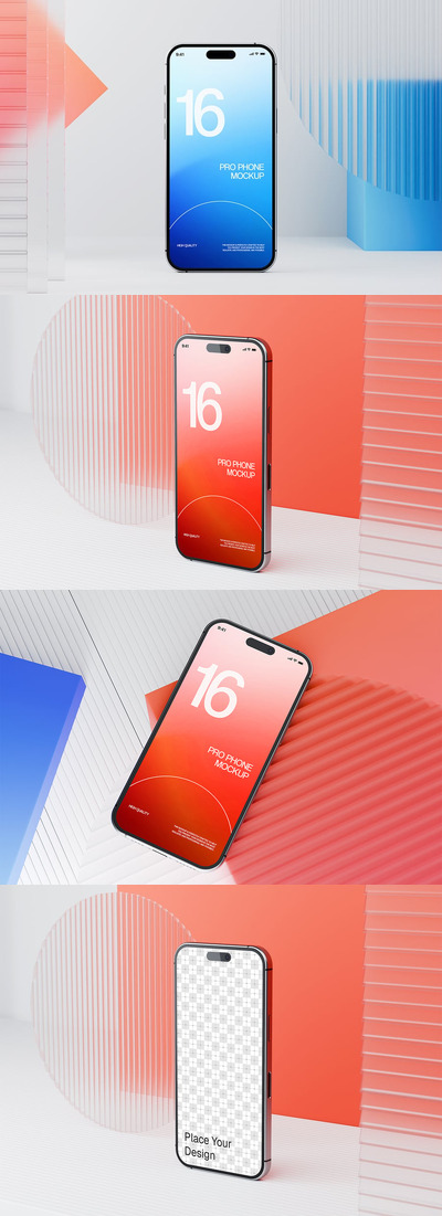 模型 - 玻璃iPhone手机样机 (PSD)