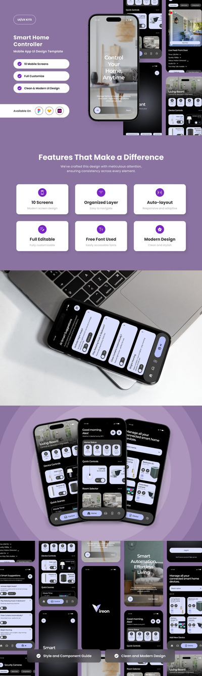智能控制应用APP UI KIT (FIG,SKETCH,XD)