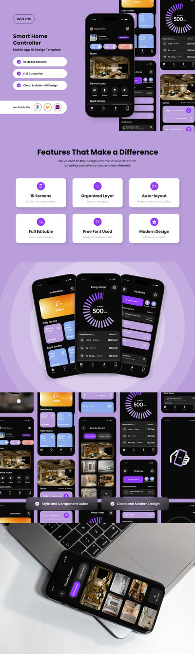 AI智能居家APP UI KIT (FIG,SKETCH,XD)