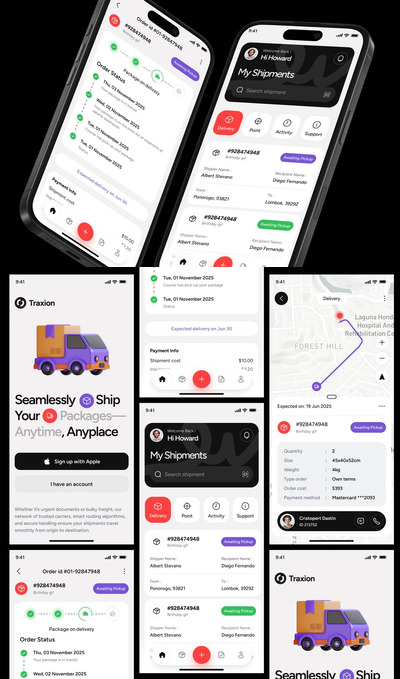 运输送货物流应用APP UI KIT (FIG)