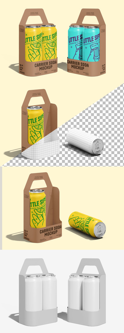 易拉罐组合包装模型样机 (PSD)