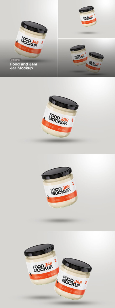 食物和果酱罐 - 模型样机 (PSD)