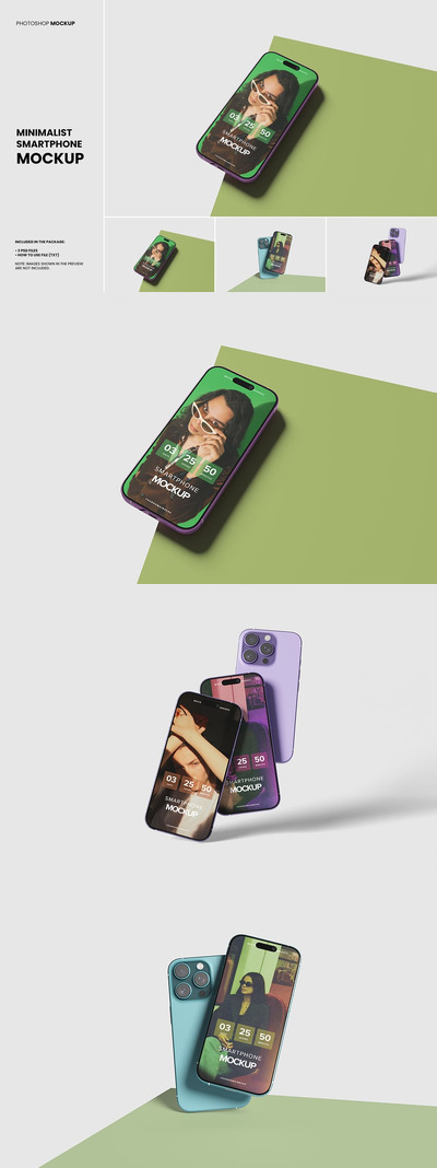 极简主义智能手机模型样机 (PSD)