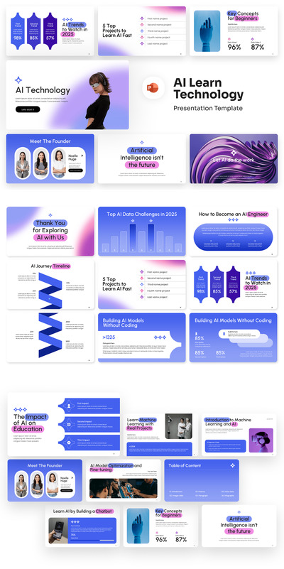 AI学习技术演示PPT模板 (PPTX)