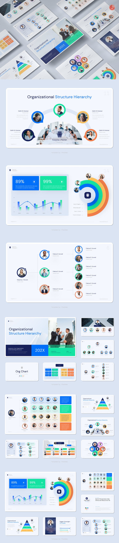 组织结构层次结构PPT模板 (PPTX)