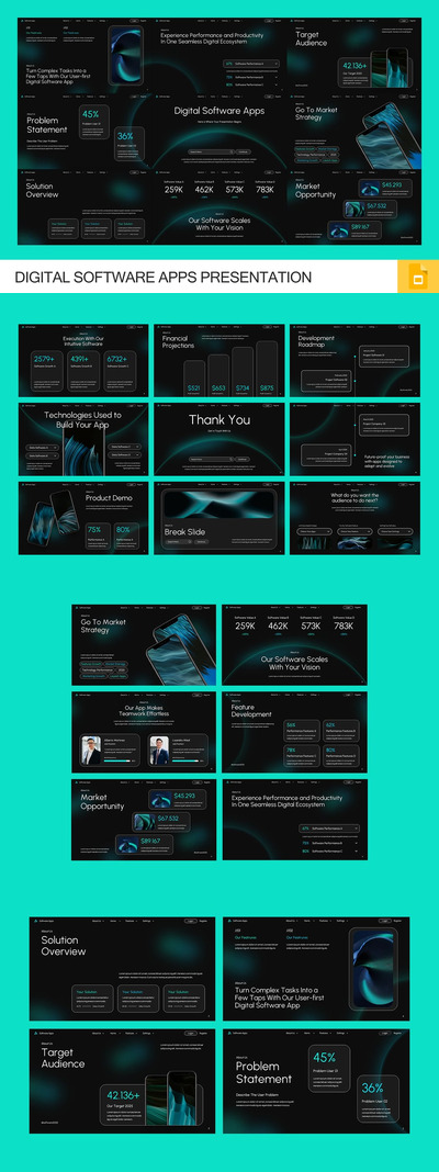 数字软件应用程序PPT模板 (PPTX)