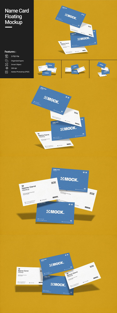 名片浮动模型样机 (PSD)