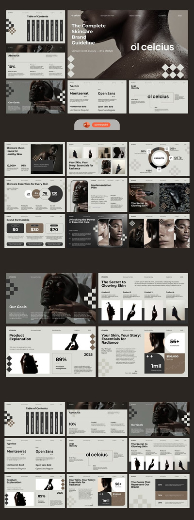 奶油棕色护肤品牌指南PPT模板 (PPTX)