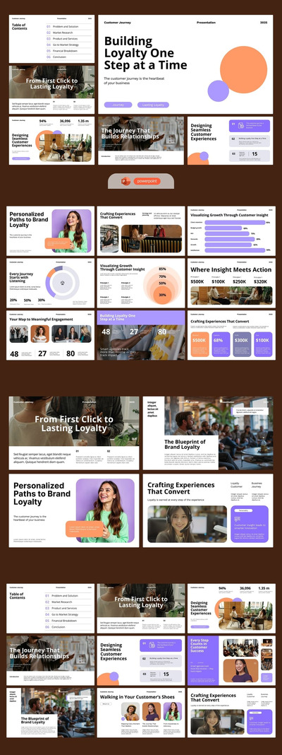 白色紫色橙色客户旅程计划PPT模板 (PPTX)