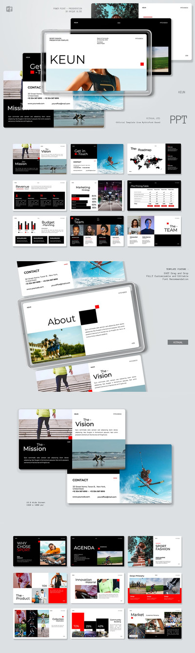 现代运动时尚品牌PPT模板 (PPTX)