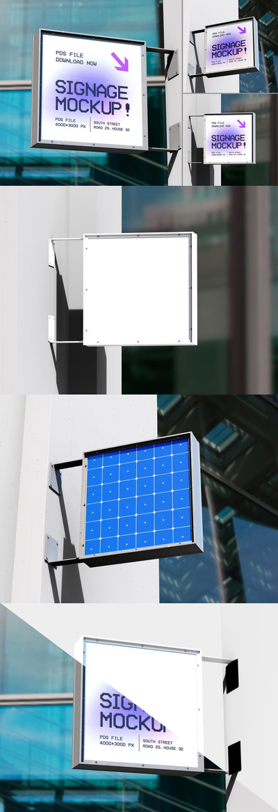 壁挂广告标牌模型样机 (PSD)