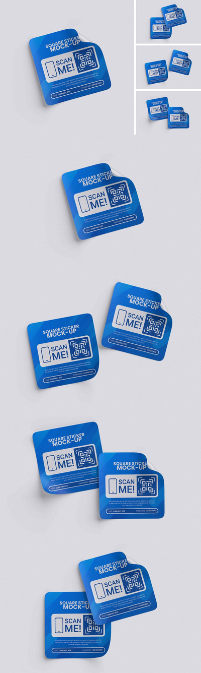 方贴贴纸模型样机 (PSD,PDF)